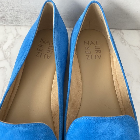 Naturalizer Emiline Bauhaus Loafer Sz 8.5‎ W Blue Suede Slip-on Low Heel Work - Picture 5 of 11
